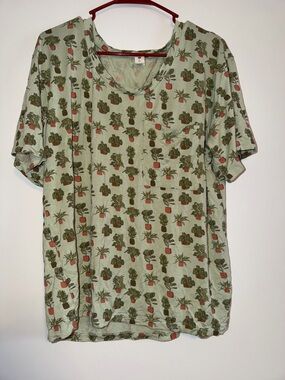 kate quinn Mint Green Plant Print Pocket Tee